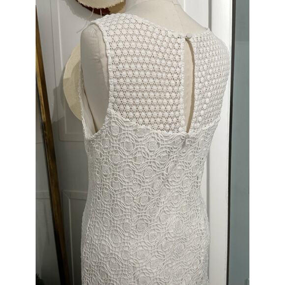 White House Black Market WHBM Sleeves Dress Size 4 White Crochet Mini - Picture 6 of 8